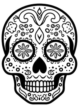 Hispanic heritage sugar skull marigold Festive dia de los muertos vector icon