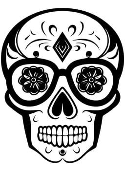 Hispanic heritage sugar skull marigold Festive dia de los muertos vector icon