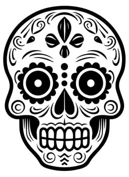 Hispanic heritage sugar skull marigold Festive dia de los muertos vector icon