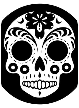Hispanic heritage sugar skull marigold Festive dia de los muertos vector icon