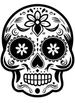 Hispanic heritage sugar skull marigold Festive dia de los muertos vector icon