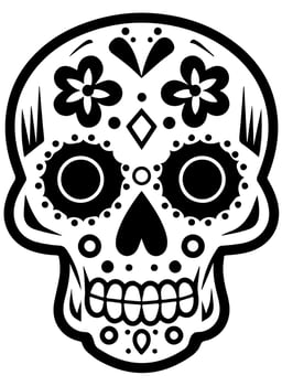 Hispanic heritage sugar skull marigold Festive dia de los muertos vector icon