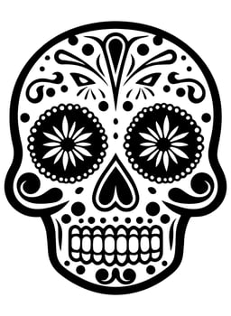 Hispanic heritage sugar skull marigold Festive dia de los muertos vector icon