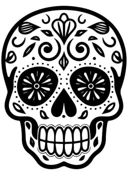 Hispanic heritage sugar skull marigold Festive dia de los muertos vector icon