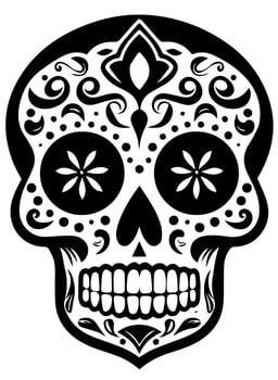 Hispanic heritage sugar skull marigold Festive dia de los muertos vector icon