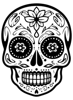 Hispanic heritage sugar skull marigold Festive dia de los muertos vector icon
