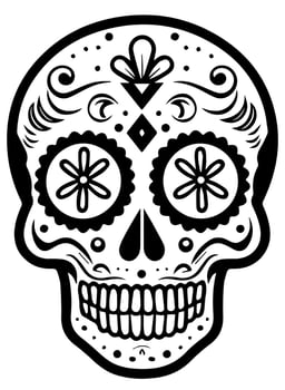 Hispanic heritage sugar skull marigold Festive dia de los muertos vector icon