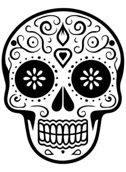Hispanic heritage sugar skull marigold Festive dia de los muertos vector icon