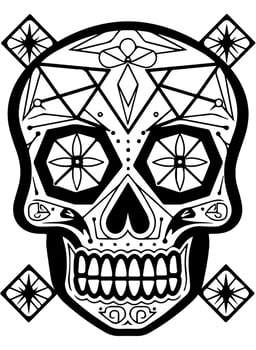 Hispanic heritage sugar skull marigold Festive dia de los muertos vector icon