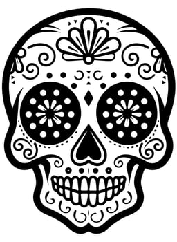 Hispanic heritage sugar skull marigold Festive dia de los muertos vector icon