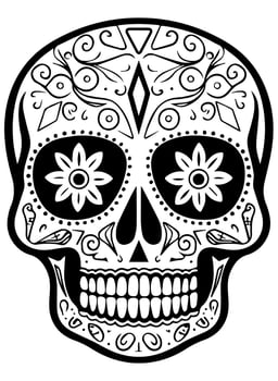 Hispanic heritage sugar skull marigold Festive dia de los muertos vector icon