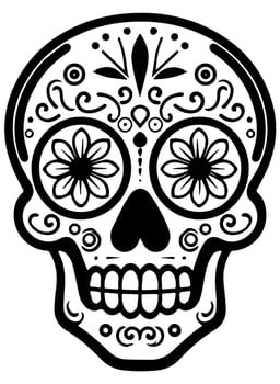 Hispanic heritage sugar skull marigold Festive dia de los muertos vector icon