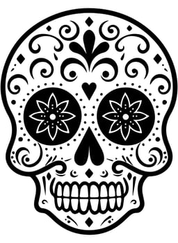 Hispanic heritage sugar skull marigold Festive dia de los muertos vector icon