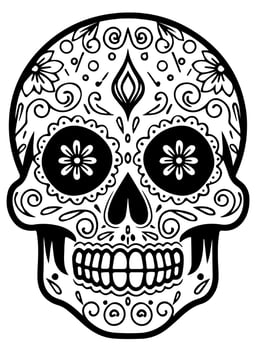 Hispanic heritage sugar skull marigold Festive dia de los muertos vector icon