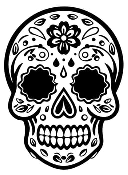 Hispanic heritage sugar skull marigold Festive dia de los muertos vector icon