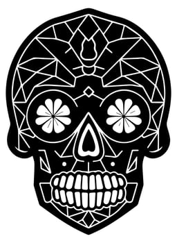 Hispanic heritage sugar skull marigold Festive dia de los muertos vector icon