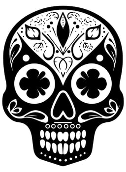 Hispanic heritage sugar skull marigold Festive dia de los muertos vector icon