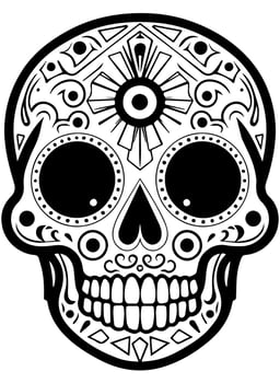Hispanic heritage sugar skull marigold Festive dia de los muertos vector icon