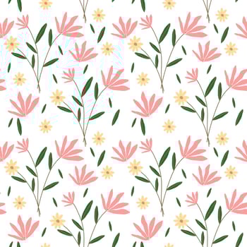 Floral semaless pattern on white background vector