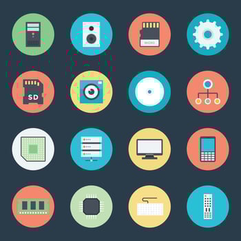 Set of 16 Hardware Technology Flat Icons vector
