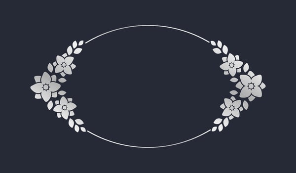 Silver geometric floral frame template. Luxury golden frame border for invite, wedding, certificate. Vector art with flowers and leaves.