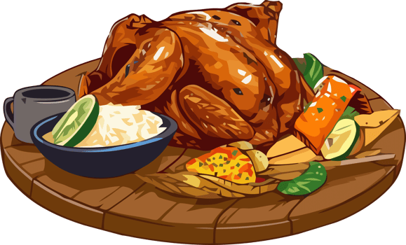 Hand drawn Inasal na manok or traditional grilled chicken dish from philippines png