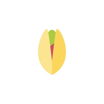 Pistachio flat design vector illustration isolated on white background. can be used for organic product. Culinary ingredient.