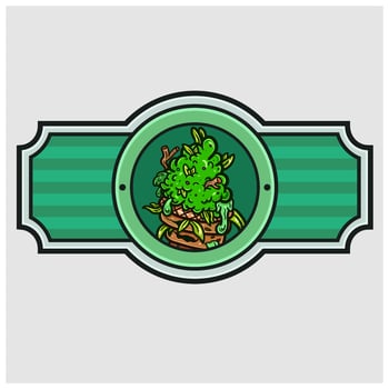 Cartoon Mascot of Weed Bud Ice Cream with Sign Logo. vector