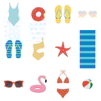 Summer elements set. Vector flat icon