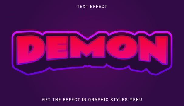 Demon editable text effect in 3d style vector