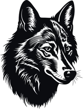 black and white wolf head vector