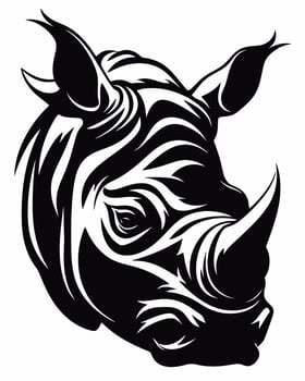 rhino head black and white vector