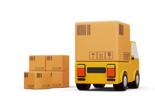 Delivery car with parcel box, transport vehicle, 3d rendering png