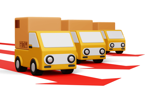Delivery car with parcel box, transport vehicle, 3d rendering png