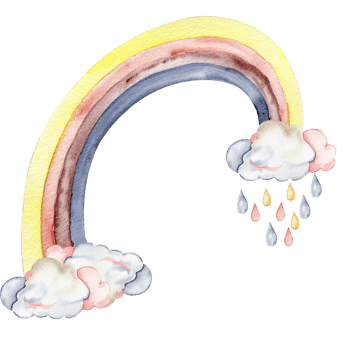 Watercolor hand painted  rainbow and clouds. png