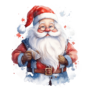 Cute watercolor Santa Claus. Illustration png