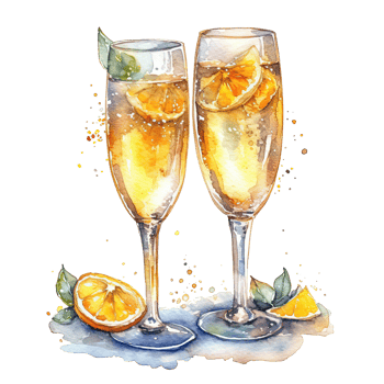 Champagne glasses watercolor. Illustration png