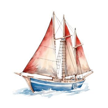 Watercolor boat. Illustration png