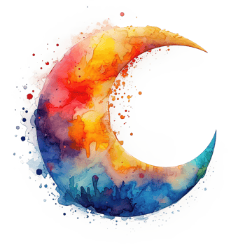 Watercolor moon. Illustration png