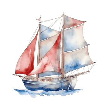 Watercolor boat. Illustration png