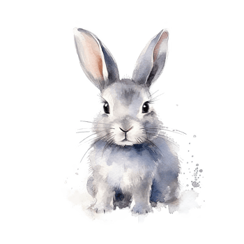 Cute watercolor gray bunny. Illustration png