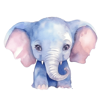 Blue watercolor elephant. Illustration png