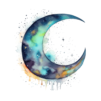 Watercolor moon. Illustration png