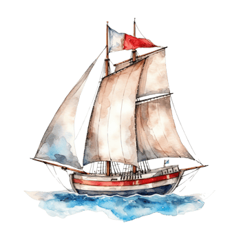 Watercolor boat. Illustration png