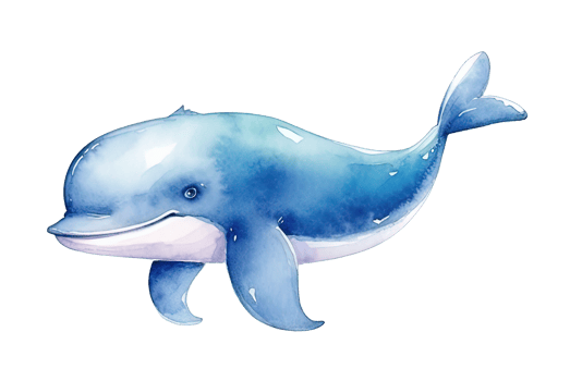 Watercolor Blue Whale Illustration png