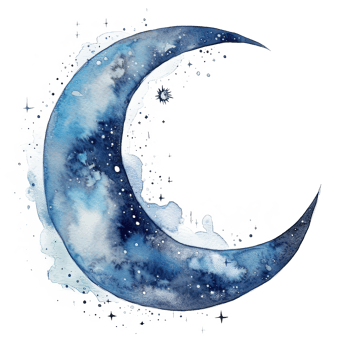 Watercolor moon. Illustration png
