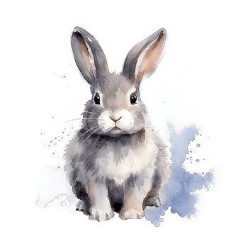 Cute watercolor gray bunny. Illustration png