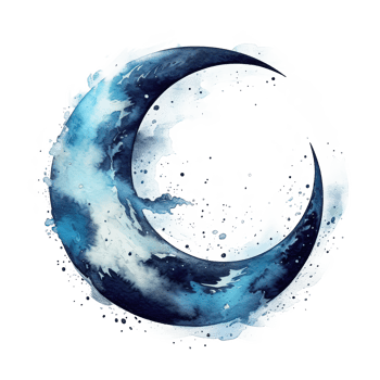 Watercolor moon. Illustration png