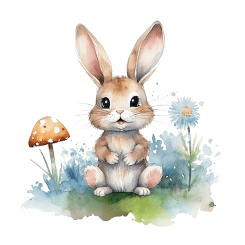Cute watercolor bunny. Illustration png