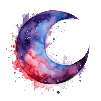 Watercolor moon. Illustration png